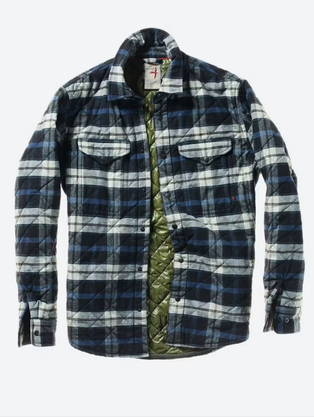 Relwen Quilted Plaid Flannel Shirt Jacket Button Down Utility Outdoors